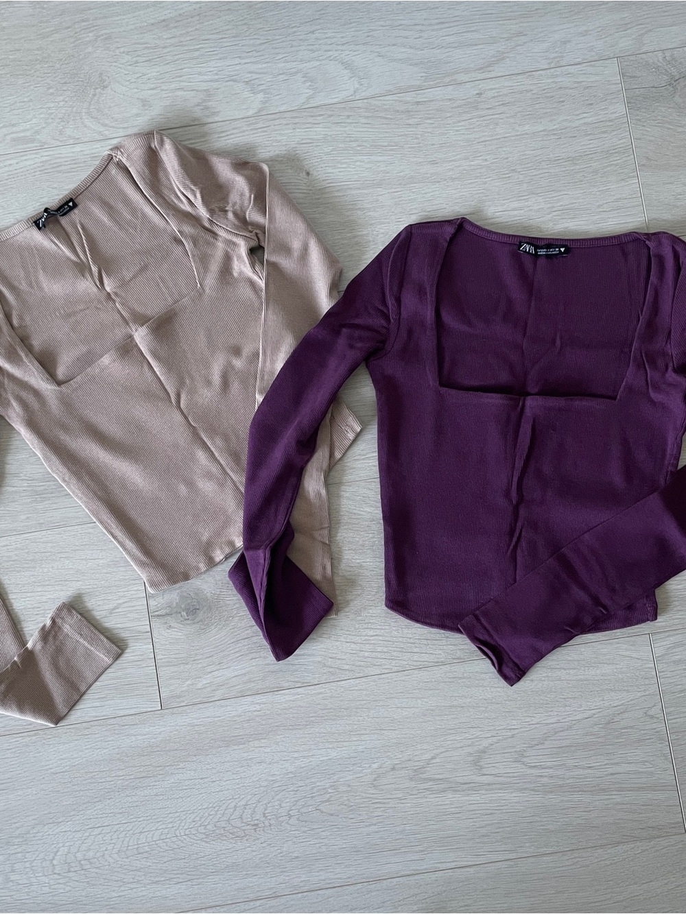 Zara Long-Sleeve Square-Neck Top
